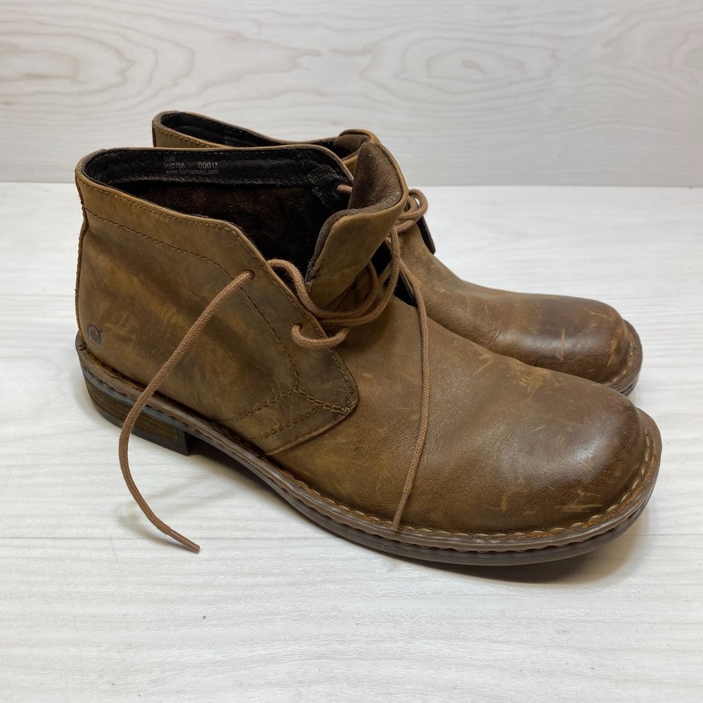 Born Harrison Chuckka Books Mens Size 10M Brown Leather Hand‎ Crafted Lace Up